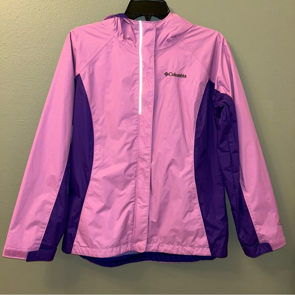 Girls COLUMBIA Jacket Windbreaker Raincoat Purple size XL 18-20 - Picture 4 of 10